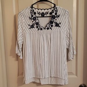 Blu Pepper Navy and White Striped Blouse